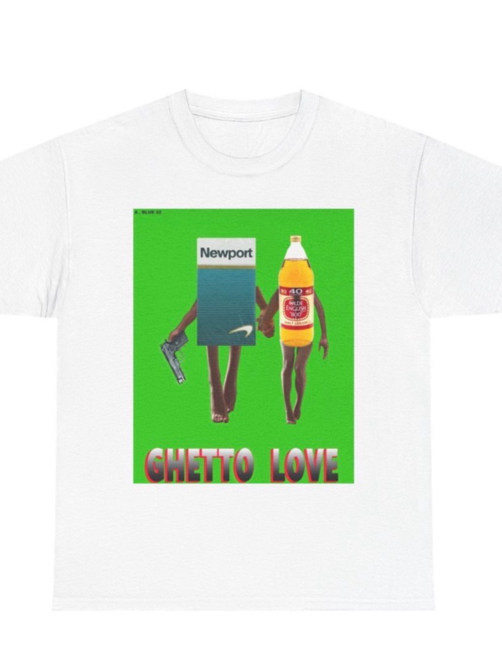 Newport White Tee with Bright Green Graphic Panel
